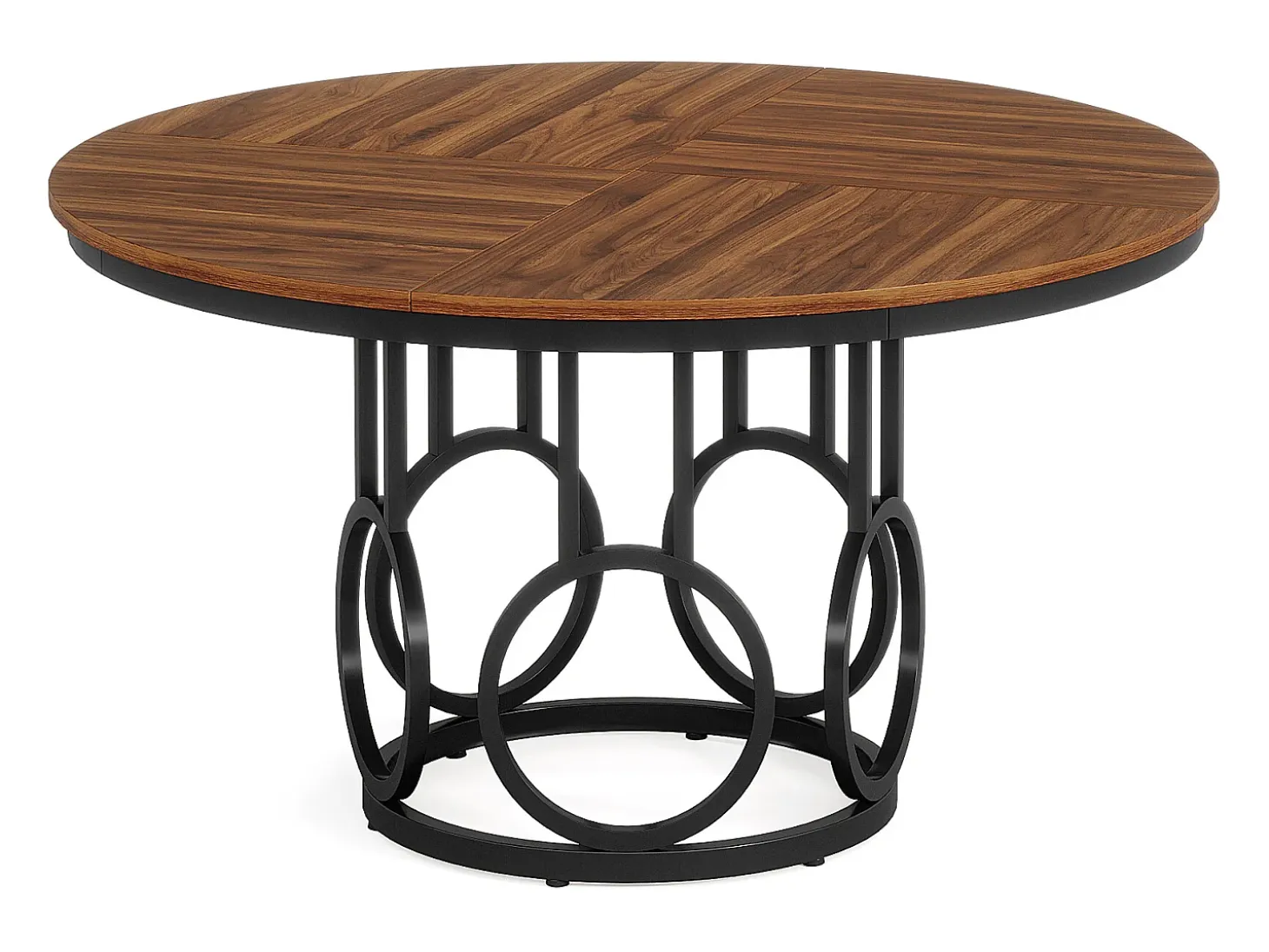 Mesa de comedor redonda para 4 personas, mesa de comedor rústica de 120 cm