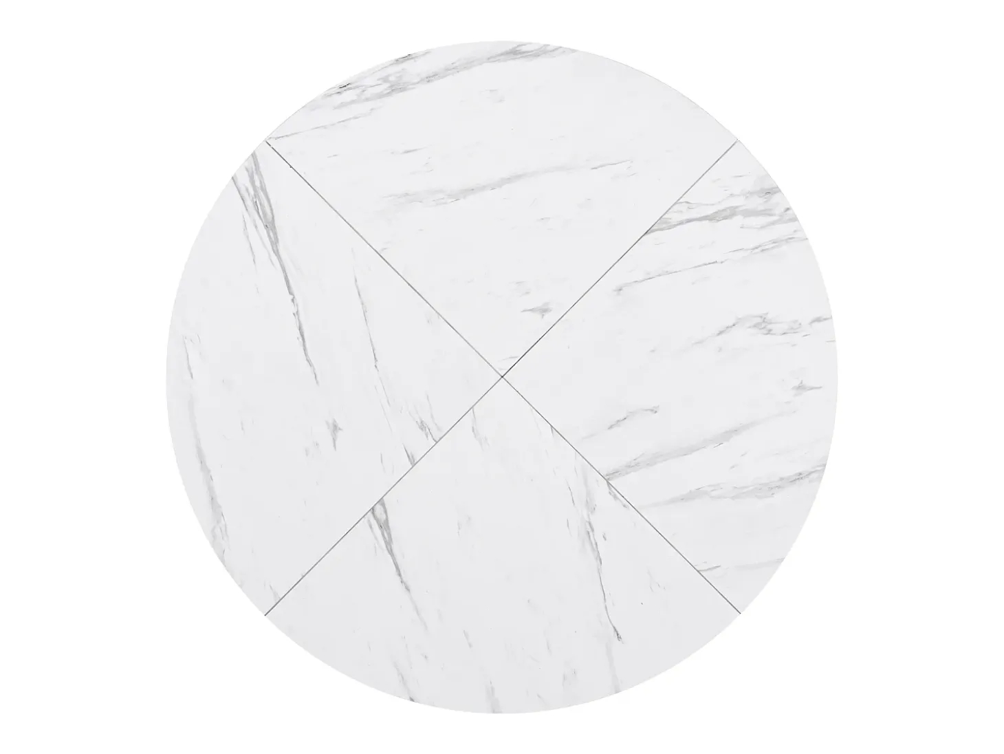 Mesa de comedor redonda para 4 personas, tapa chapada en mármol blanco con patas de metal dorado - 100x100x75cm