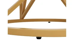 Mesa de comedor redonda para 4 a 6 personas - Pr 100 x Al 76 cm - Tablero de MDF jaspeado y patas de metal dorado - Blanco + oro