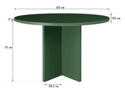 Mesa de comedor redonda tablero laminado de 3cm verde cedro 120cm