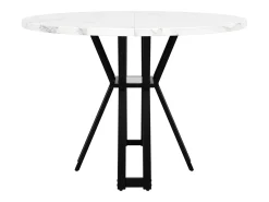 Mesa de comedor redonda (100x100x76cm), de lujo, para 4-6 personas, MDF efecto mármol.