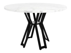Mesa de comedor redonda (100x100x76cm), de lujo, para 4-6 personas, MDF efecto mármol.