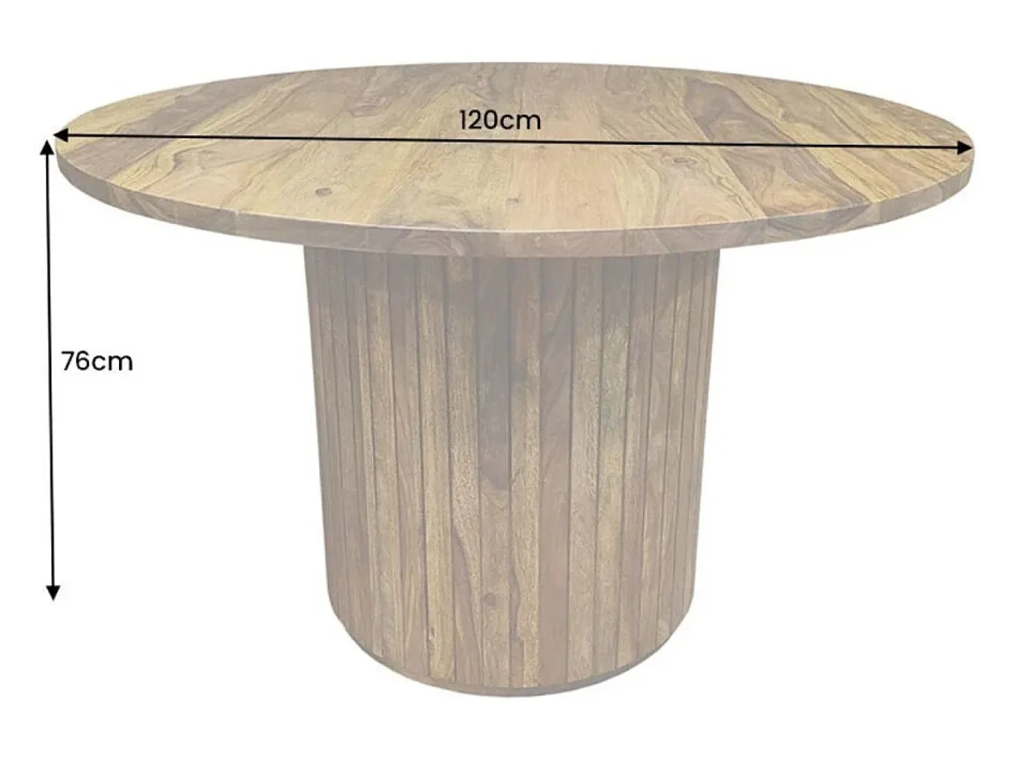 Mesa de comedor redonda YONA 120 cm Mesa rústica de madera maciza de sheesham
