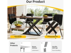 Mesa de comedor retráctil - MDF y metal - tapa con efecto de veta de madera - Marrón