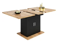 Mesa de comedor retráctil 140x70 cm - en MDF - con almacenaje - Black & Natural