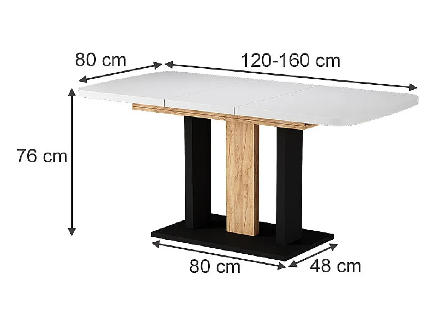 Mesa de comedor roble blanco/dorado 120x80x77.3 fenaro