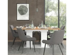 Mesa de comedor roble blanco/dorado 180x90x76 dix