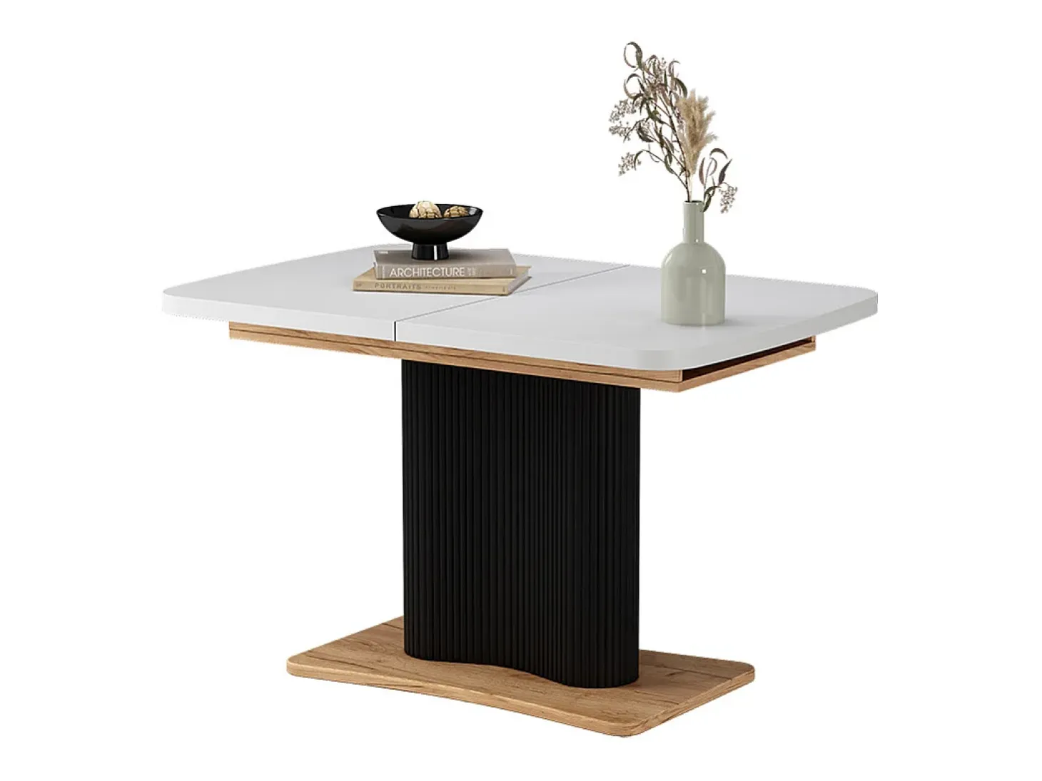 Mesa de comedor roble blanco/dorado 120x80x77.4 fenaro
