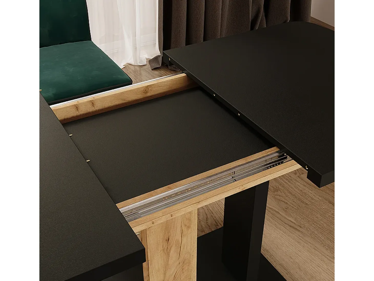 Mesa de comedor roble negro/dorado 120x80x77.3 fenaro