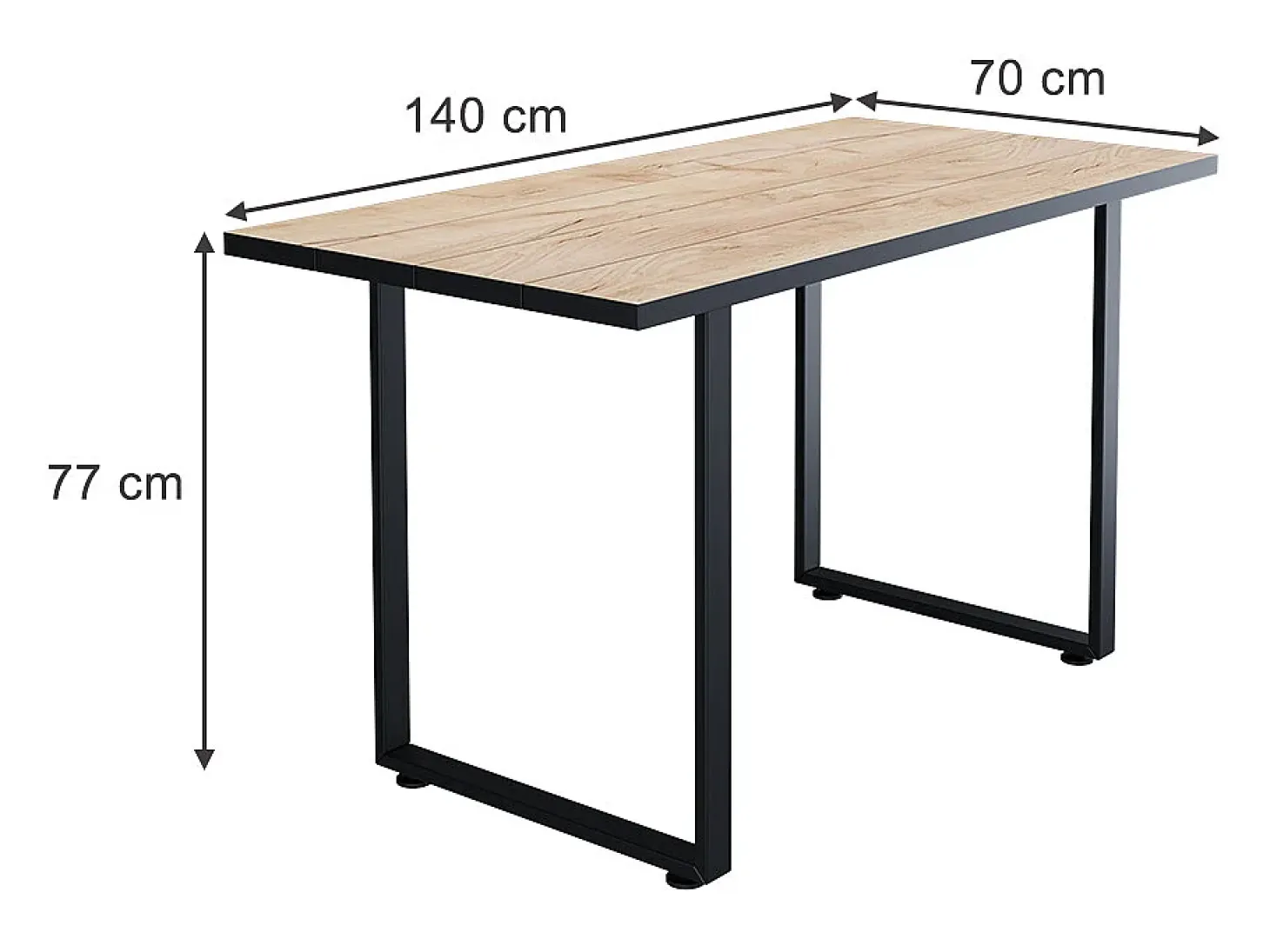 Mesa de comedor roble negro/dorado 140x70x77 livorno