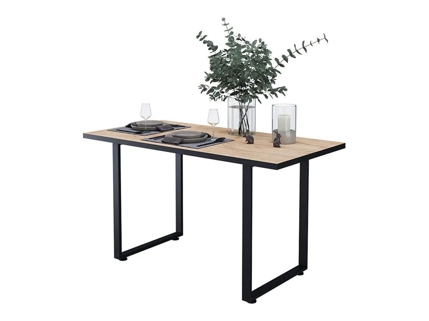 Mesa de comedor roble negro/dorado 140x70x77 livorno