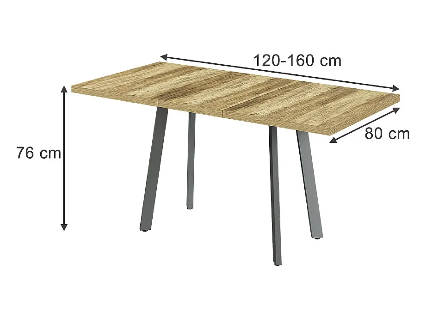 Mesa de comedor roble rústico/gris 160x80x76 tisko