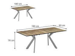 Mesa de comedor roble rústico/gris 140x90x76 trill