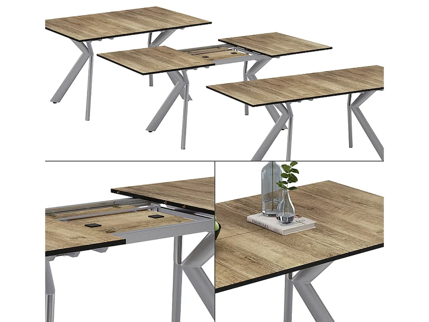 Mesa de comedor roble rústico/gris 140x90x76 trill