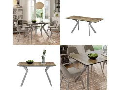 Mesa de comedor roble rústico/gris 140x90x76 trill
