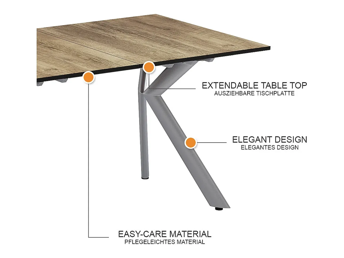 Mesa de comedor roble rústico/gris 140x90x76 trill