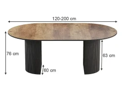 Mesa de comedor roble rústico/negro 120x60x76 calero