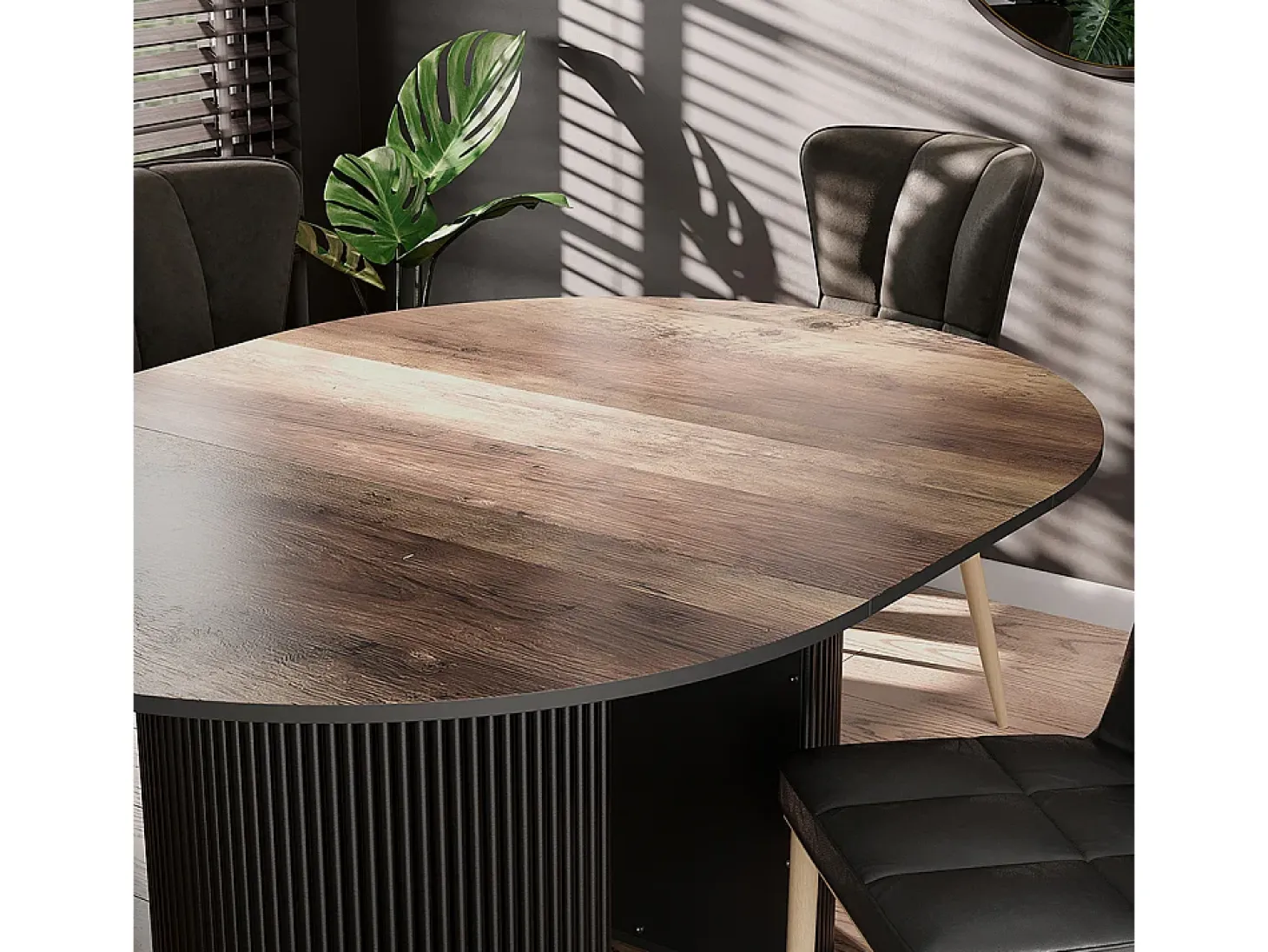 Mesa de comedor roble rústico/negro 120x60x76 calero
