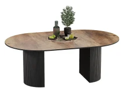 Mesa de comedor roble rústico/negro 120x60x76 calero