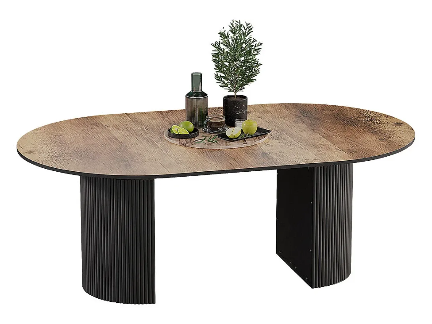 Mesa de comedor roble rústico/negro 120x60x76 calero