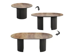 Mesa de comedor roble rústico/negro 120x60x76 calero
