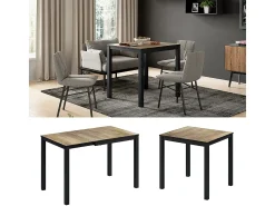 Mesa de comedor roble rústico/antracita 120x70x76 granny