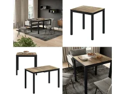Mesa de comedor roble rústico/antracita 120x70x76 granny