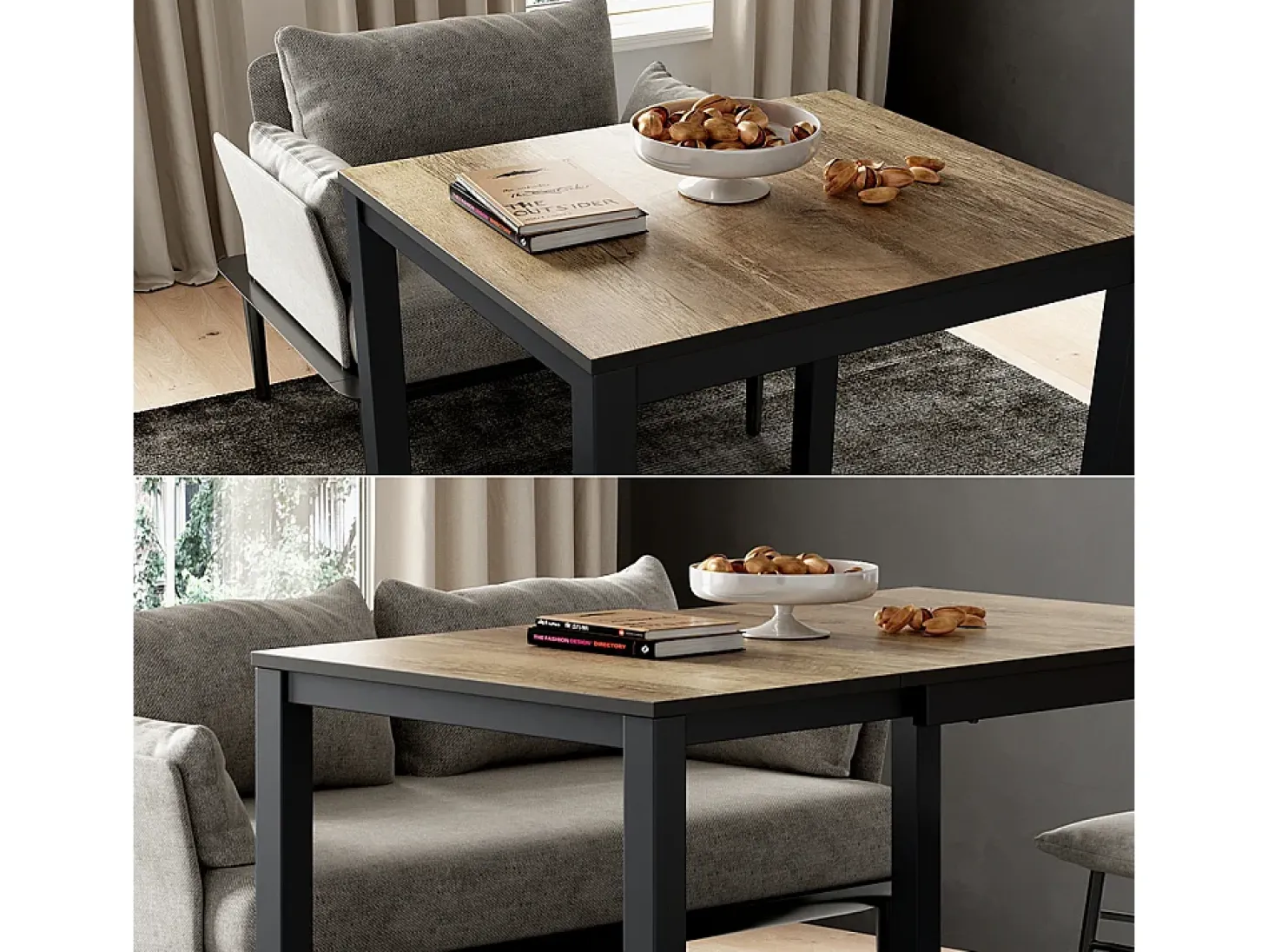 Mesa de comedor roble rústico/antracita 120x70x76 granny