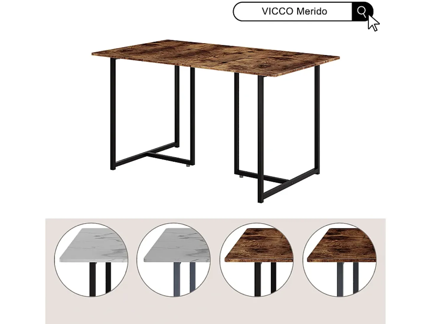 Mesa de comedor roble rústico/gris 140x80x75 merido