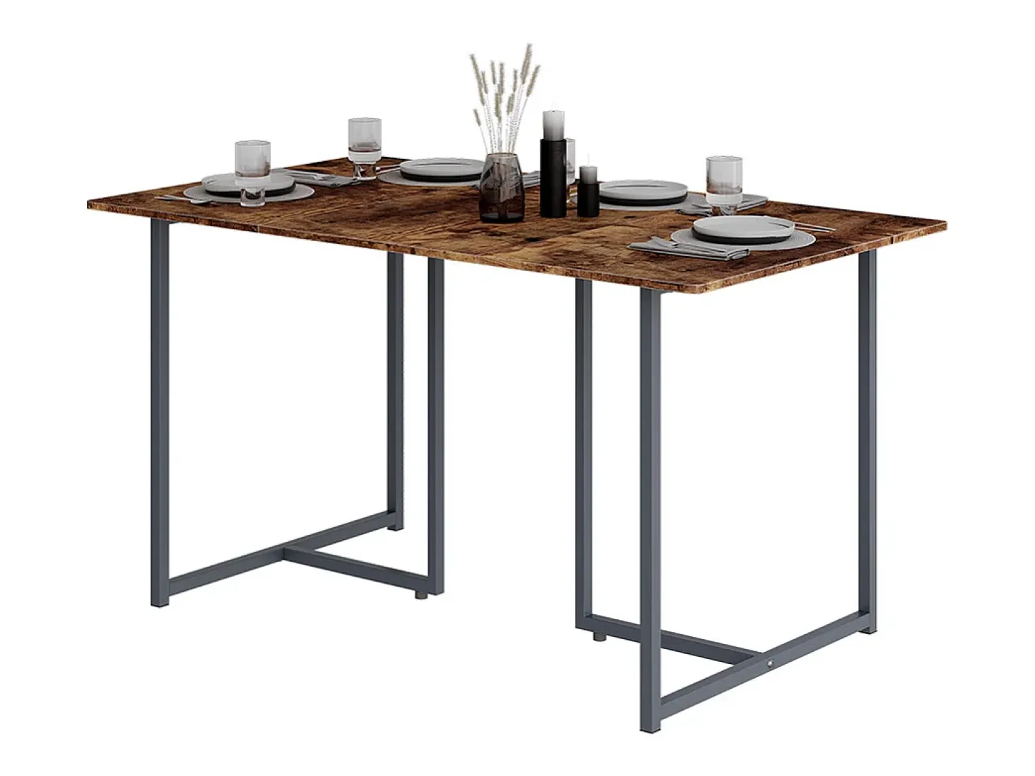 Mesa de comedor roble rústico/gris 140x80x75 merido