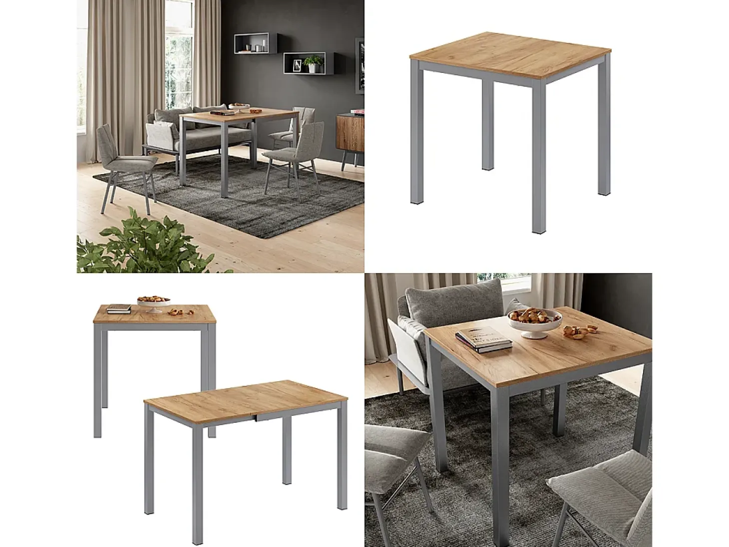 Mesa de comedor roble/gris 120x70x76 granny