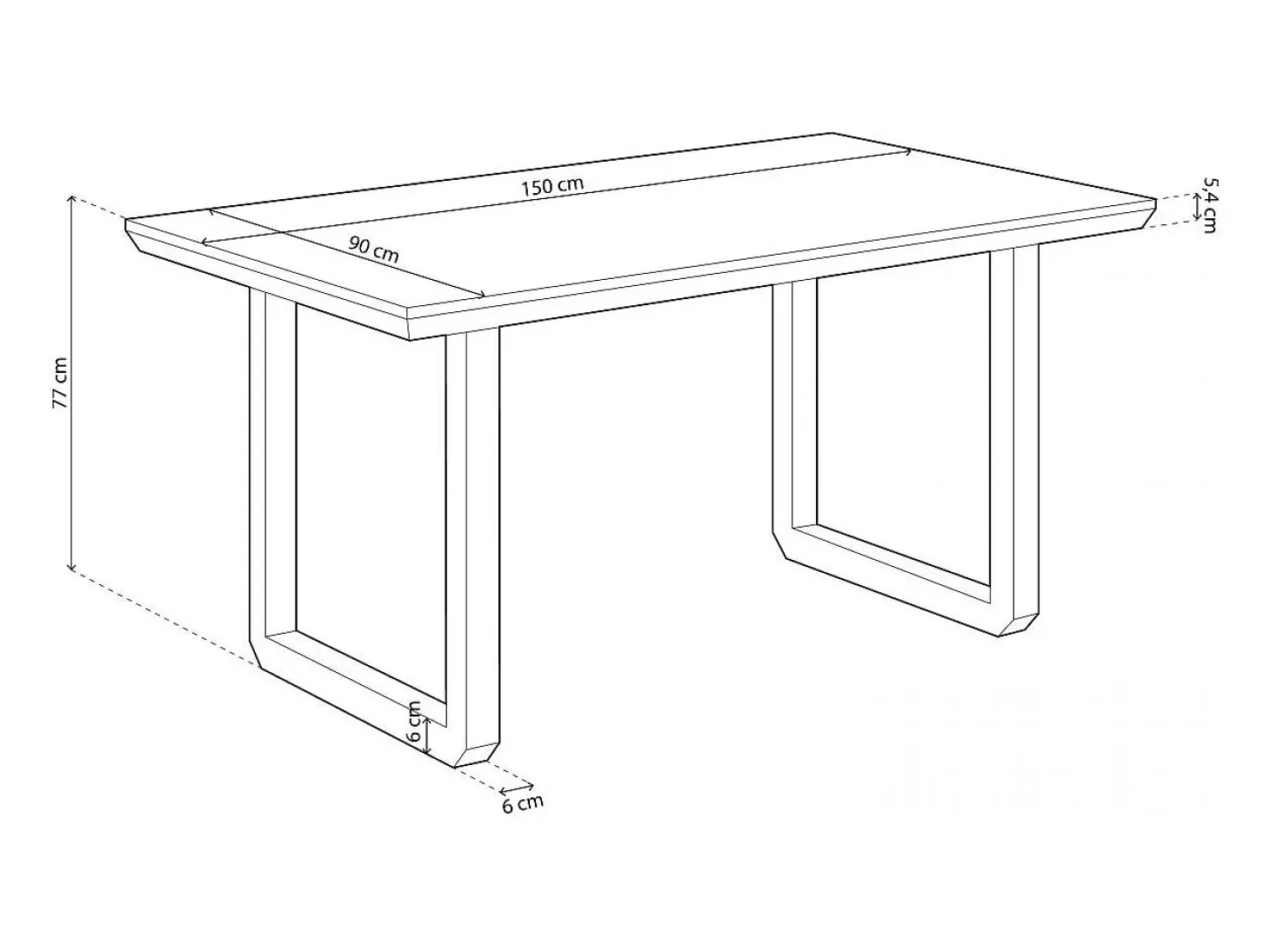 Mesa de comedor Roma diseño nórdico roble Nordish/negro 77x150x90 cm Adec