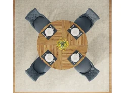 Mesa de comedor rústica, mesa redonda de 120 cm para 4 personas, mesa de comedor rústica