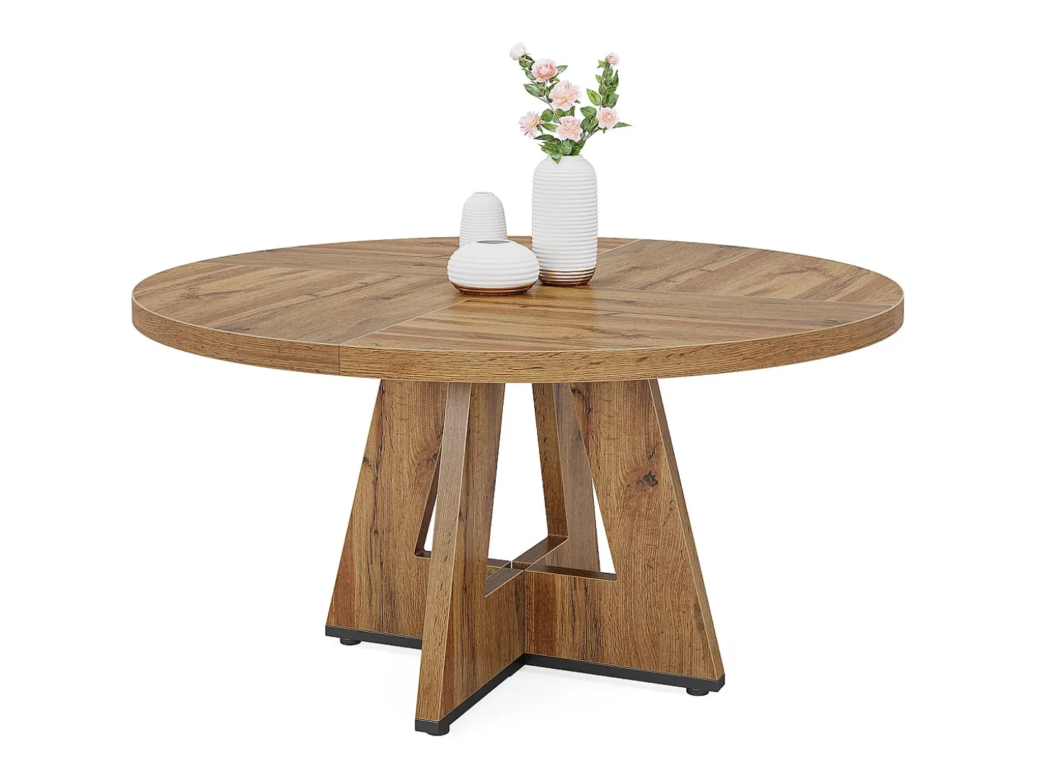 Mesa de comedor rústica, mesa redonda de 120 cm para 4 personas, mesa de comedor rústica