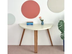 Mesa de comedor semicircular extensible 110 cm Mawi Verde Salvia