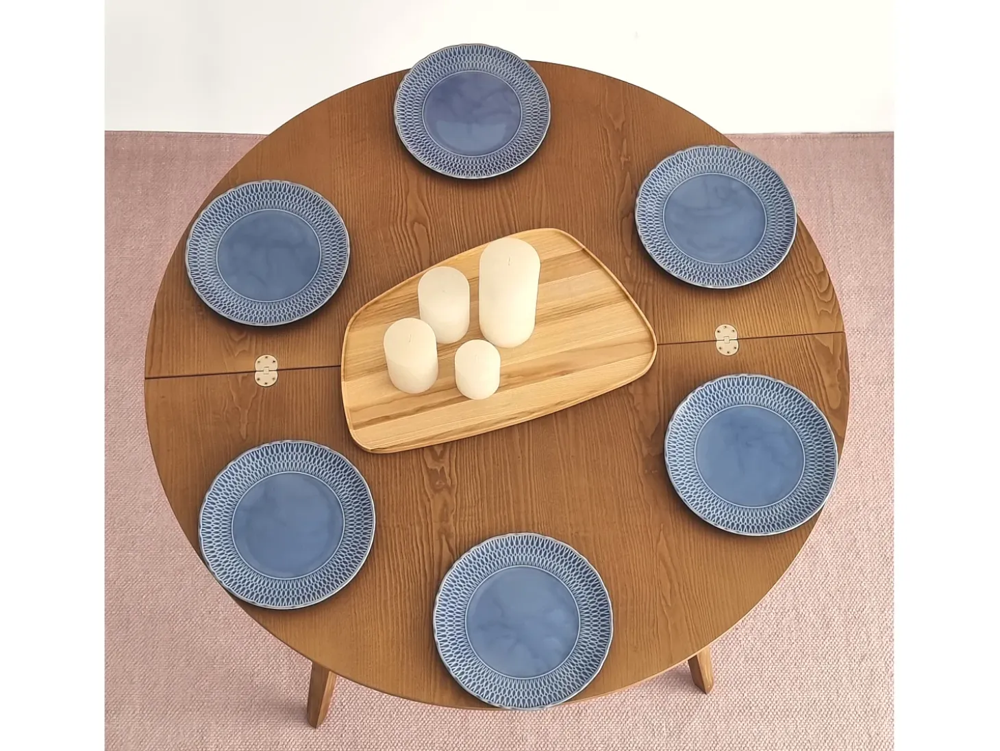 Mesa de comedor semicircular extensible 110 cm Mawi Fresno