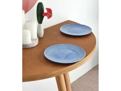 Mesa de comedor semicircular extensible 110 cm Mawi Nogal