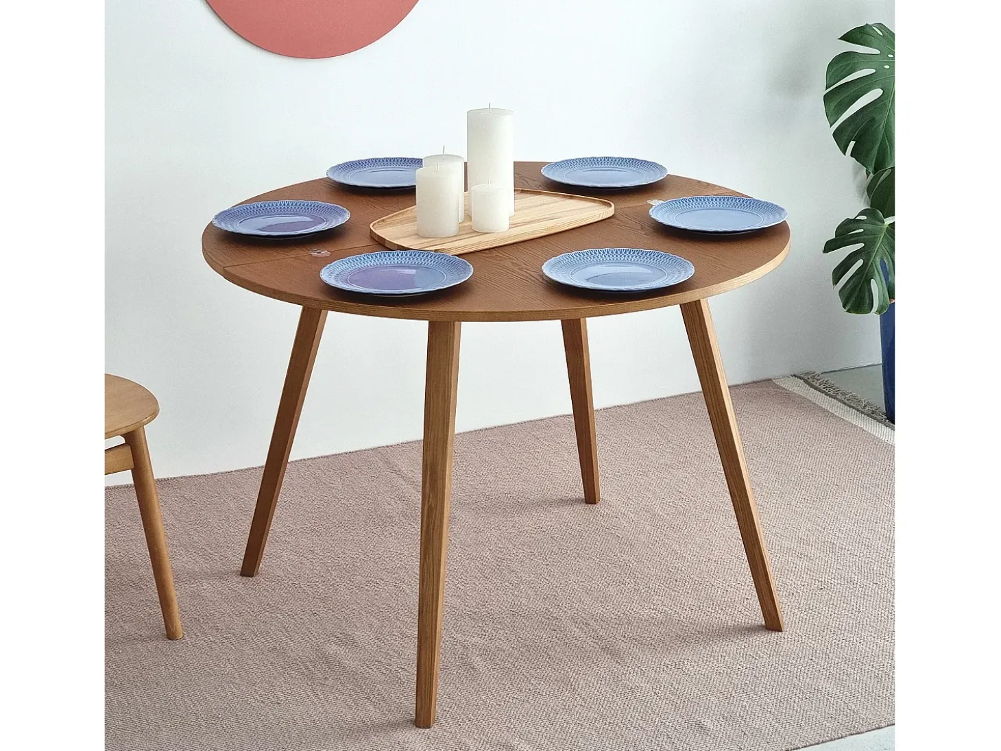 Mesa de comedor semicircular extensible 120 cm Mawi Fresno