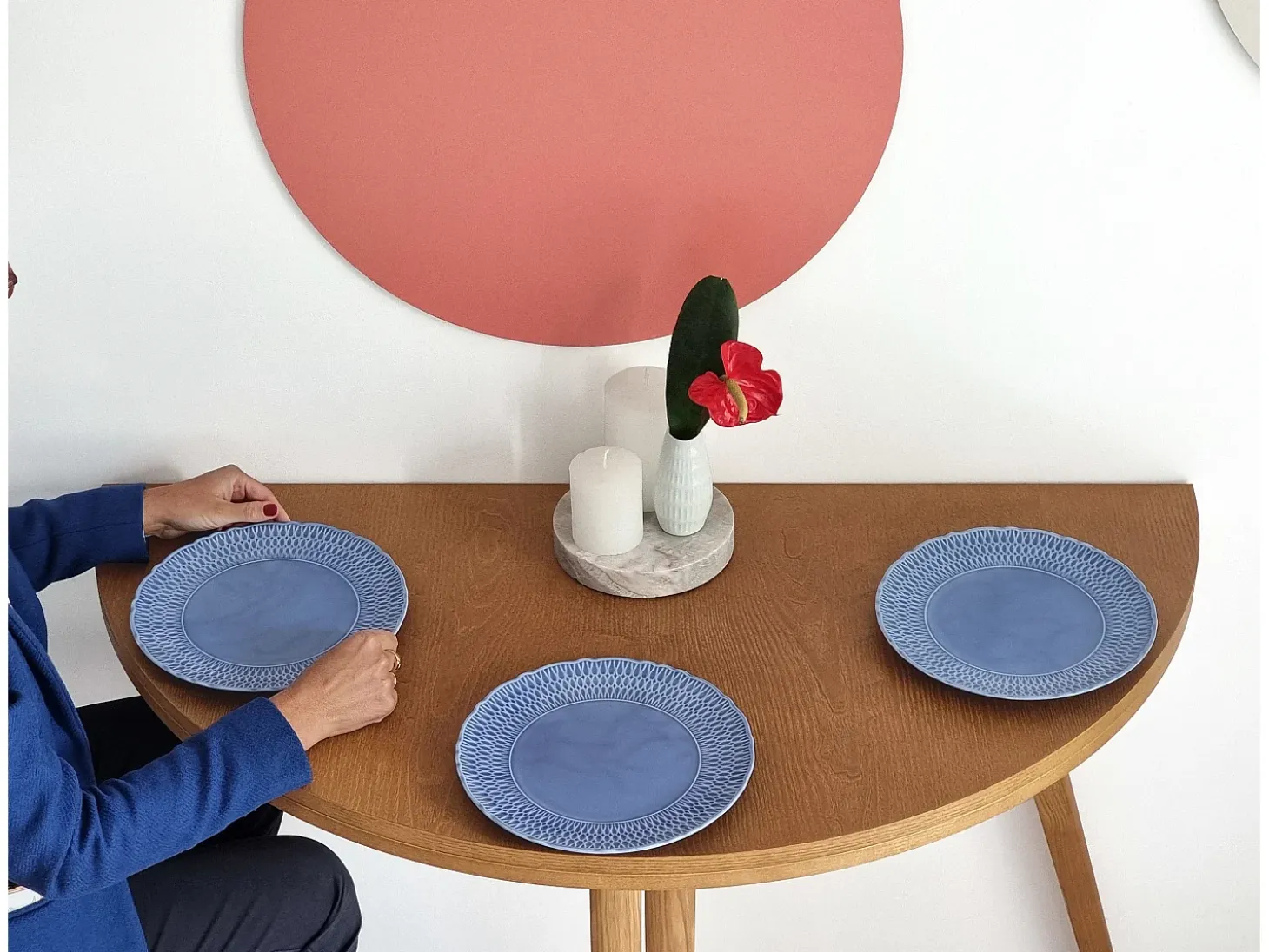 Mesa de comedor semicircular extensible 120 cm Mawi Fresno