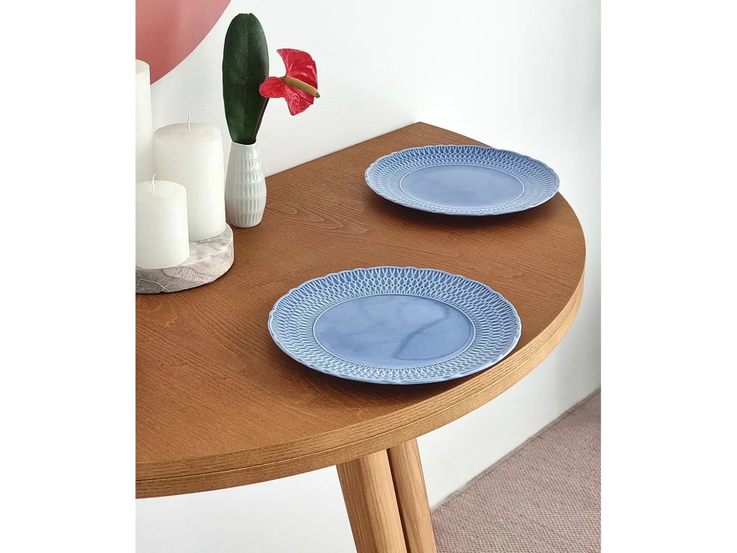 Mesa de comedor semicircular extensible 120 cm Mawi Fresno