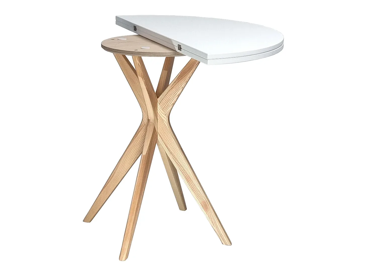 Mesa de comedor semicircular extensible 100 cm Jubi Blanca