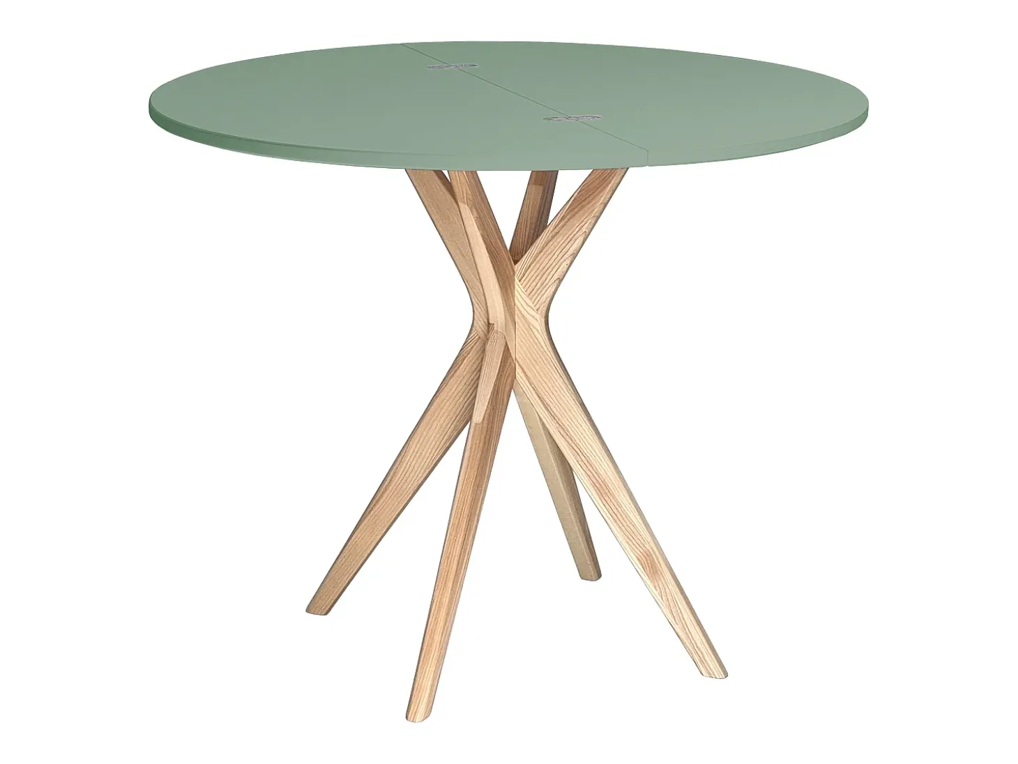 Mesa de comedor semicircular extensible 90 cm Jubi Verde Salvia