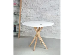 Mesa de comedor semicircular extensible 90 cm Jubi Verde Salvia