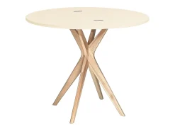 Mesa de comedor semicircular extensible 100 cm Jubi Blanco Tiza