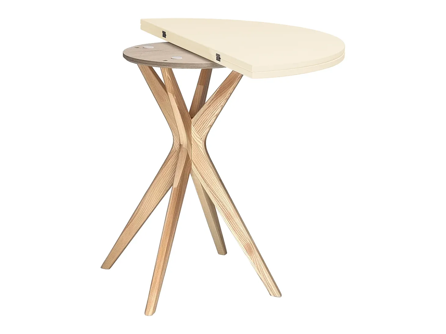 Mesa de comedor semicircular extensible 100 cm Jubi Blanco Tiza