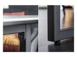 Mesa de comedor SIRAVA – Rectangular 200 cm – Efecto mármol blanco y estructura metálica