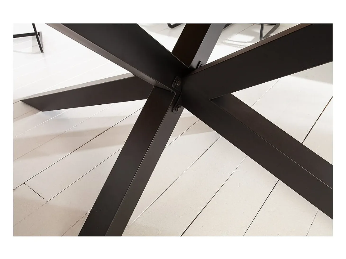 Mesa de comedor SOLARA - Madera de pino reciclado y metal negro - 200 cm - Tablero grueso de 60 mm - Estilo industrial