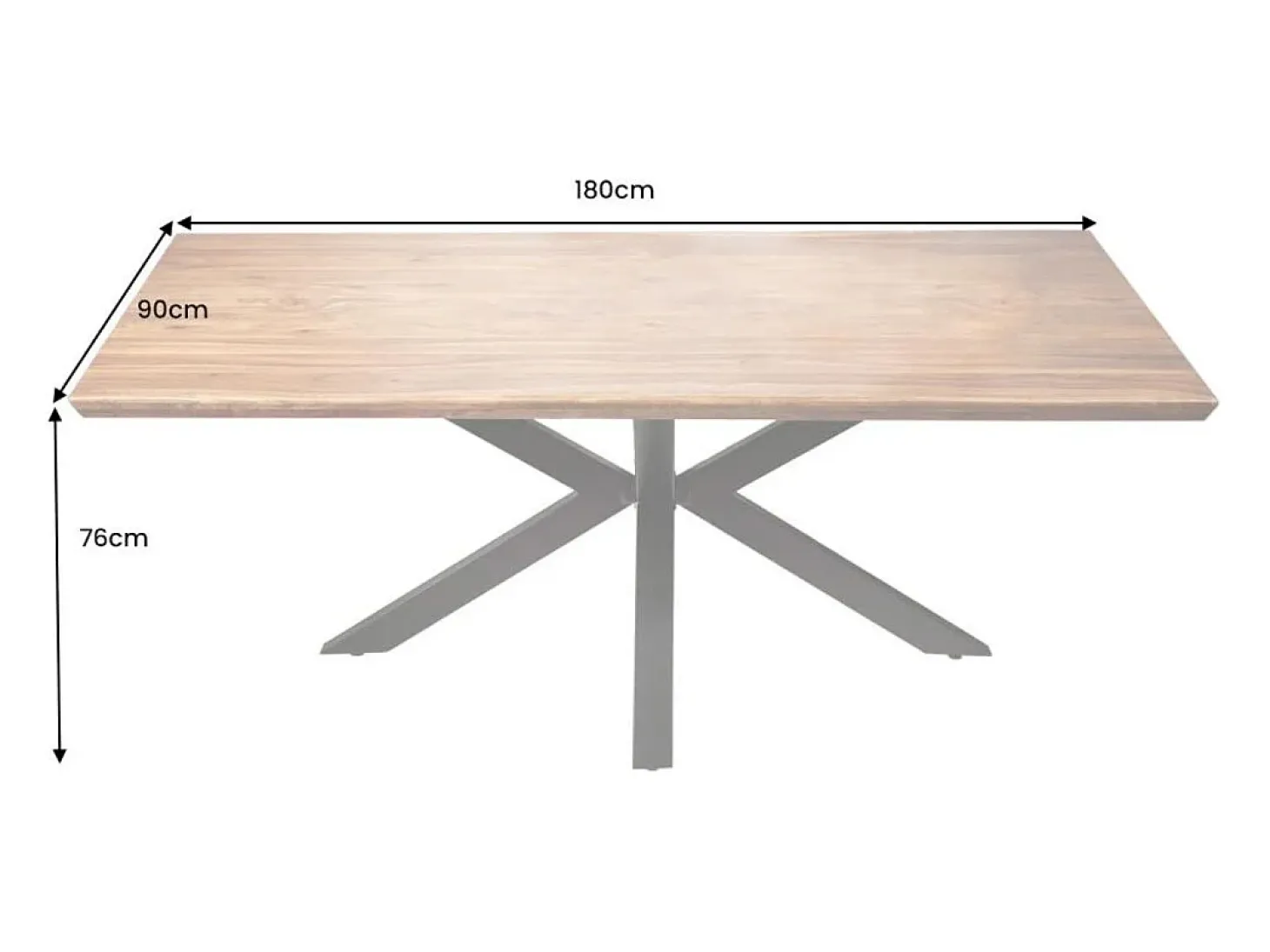 Mesa de comedor SOLARA – Rectangular 180 cm – Madera maciza Sheesham y metal – Estilo industrial