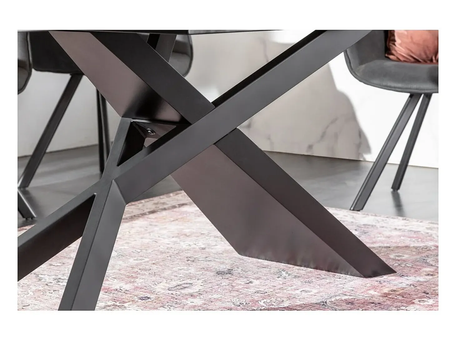 Mesa de comedor STELIX – Extensible de 180 a 260 cm – Estructura de metal y superficie de vidrio templado y cerámica