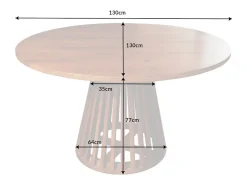 Mesa de comedor TALMA 130 cm – Tablero redondo en acacia barnizado – Espíritu rústico y acogedor